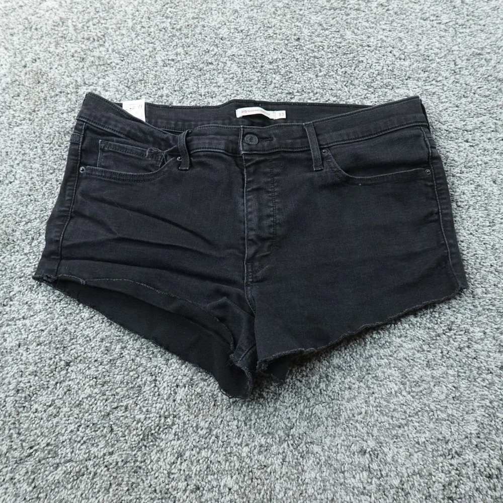 Levis Shorts Womens 33 Dark Black Denim Jean High Rise Mini Micro Booty Cut Off